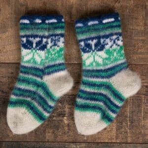 Goat wool kids socks - Zeleniy