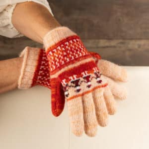 Beautiful warm wool gloves in salmon pink and orange, with pretty doll pattern. Warm gloves for lovers of color. These gloves are knitted from pure sheep's wool. If you really want to pamper your hands, then you can do so should these warm gloves. You can feel the craft and quality when you hold them in your hands! These gloves are pure nature. Sheep's wool is breathable and naturally insulating. Great gift for birthday or holidays!