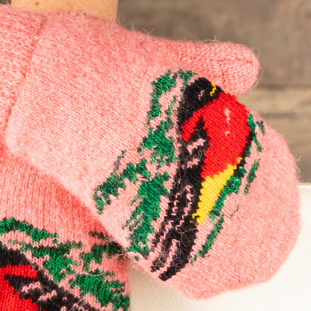 warm wool mittens in pink